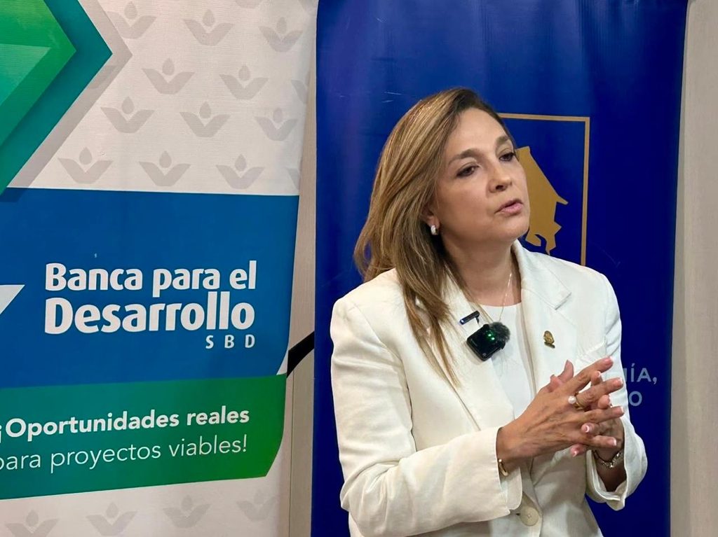 ministra de Economía, Industria y Comercio y presidenta del Consejo Rector del SBD, María del Milagro Solórzano.